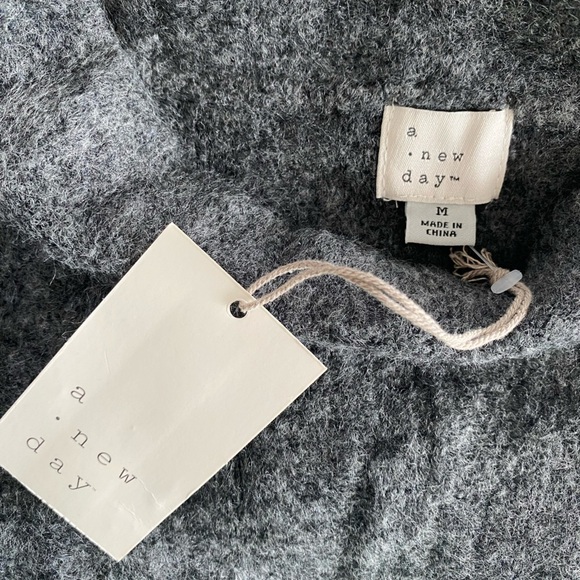 A New Day Gray Long Sleeve Mock Neck Ribbed Sweater Dress NWT Size M - Picture 4 of 5